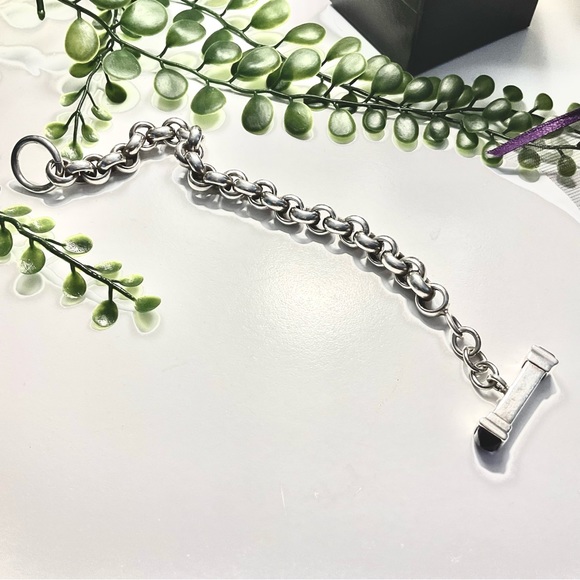 FINAL PRICE, HEAVY, and QUALITY STERLING SILVER and AMETHYST TOGGLE - Picture 2 of 10